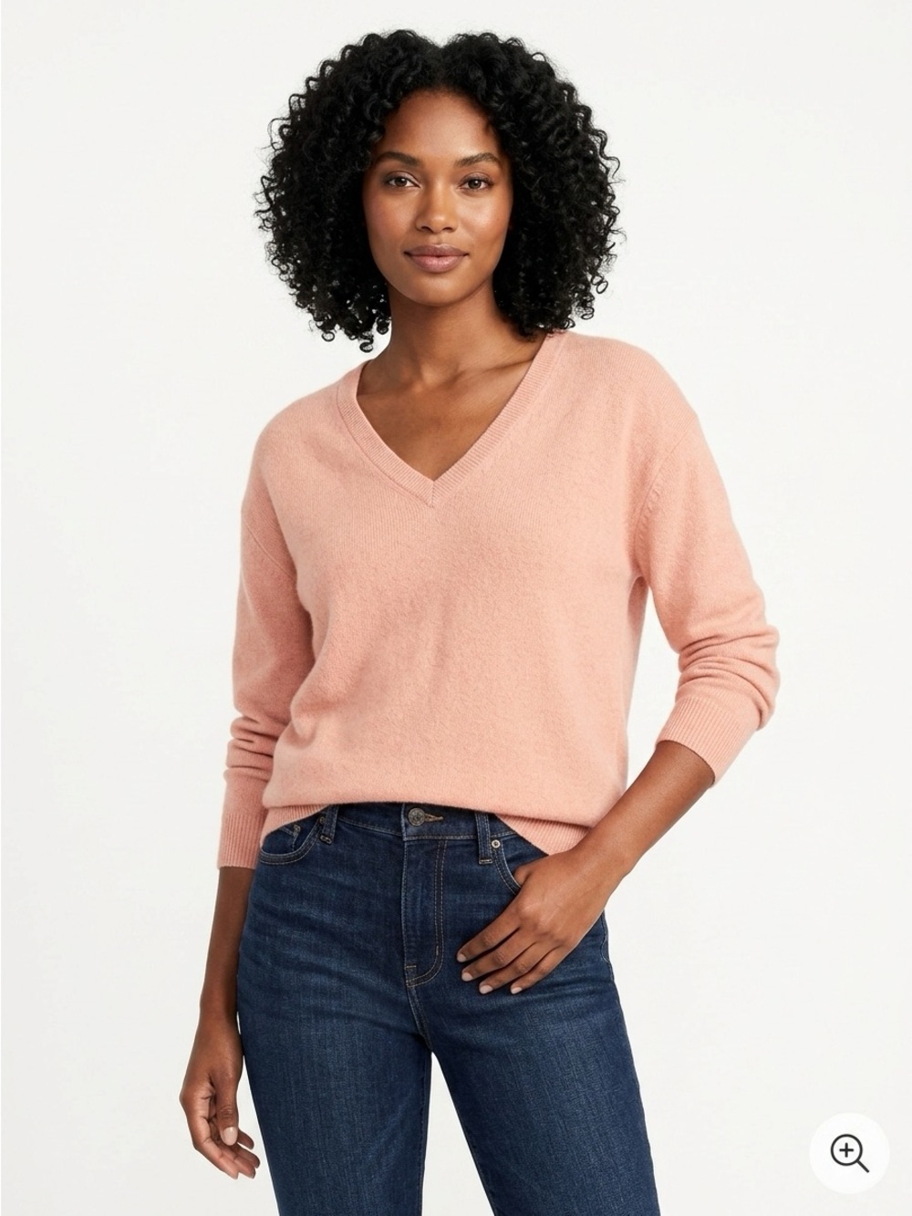 J.Crew Relaxed V-Neck Sweater 100% Cashmere Knit Dusty Pink M